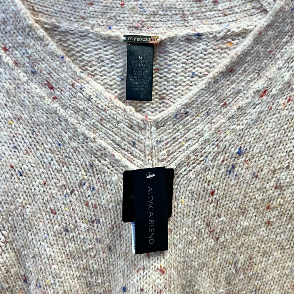 Magaschoni NWT $398 Sweater Beige Confetti Alpaca Wool Blend V Neck Size M - Picture 8 of 14